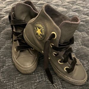 Grey leather converse